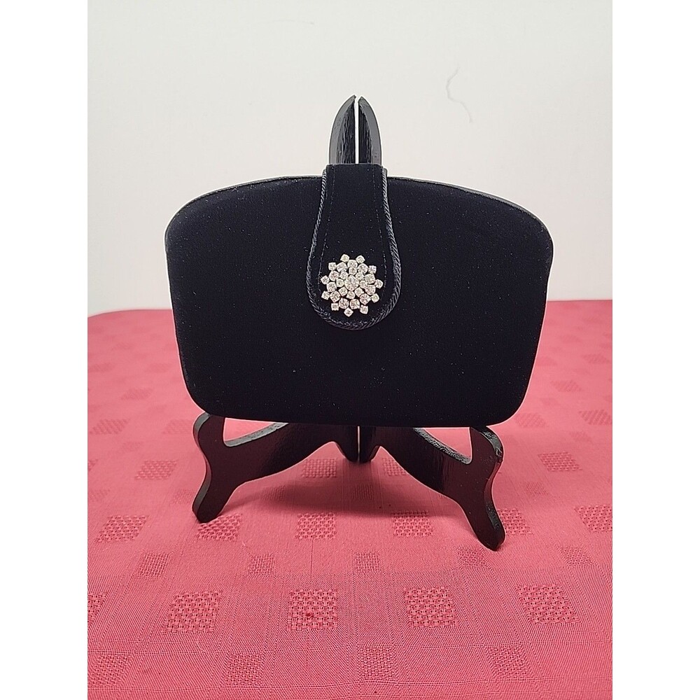 Vintage Sasha Velvet Clutch W Rhinestones And Braided Cord